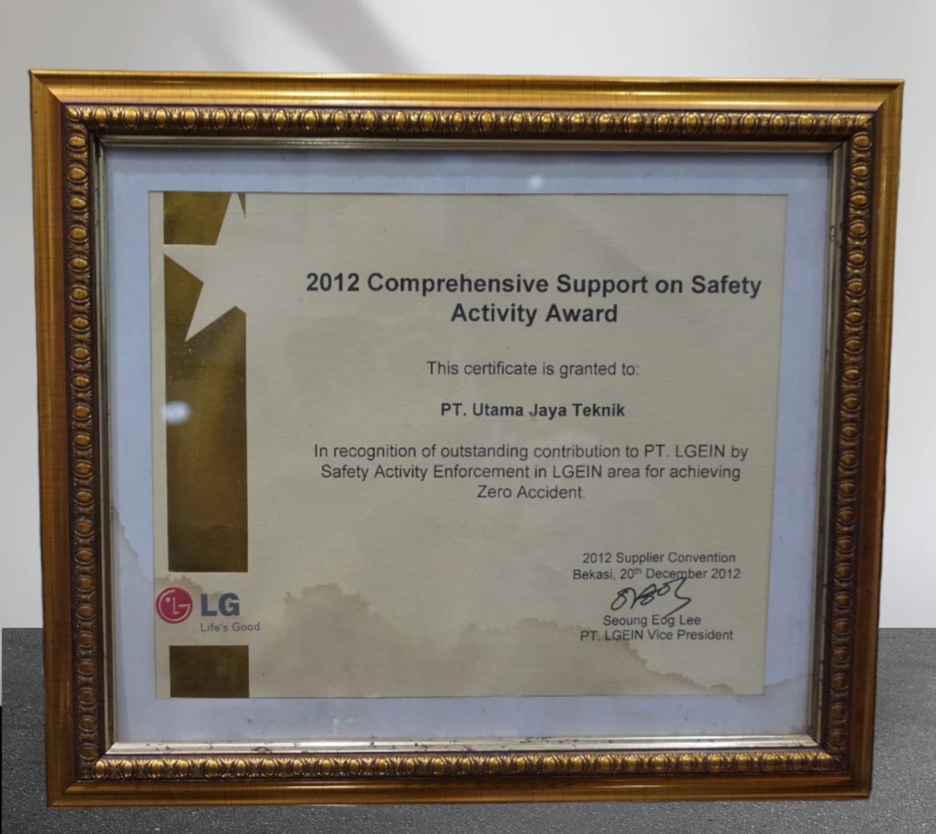 AWARDS FROM PT. LG ELECTRONICS INDONESIA (I)